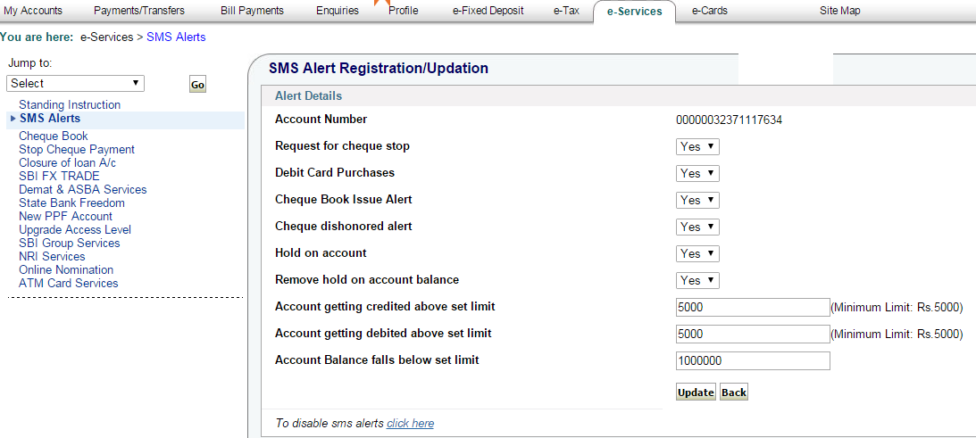 How to deactivate SBI SMS Alerts